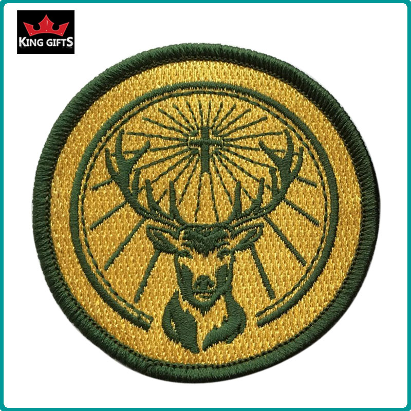 I015 - Custom patch,100% embroidery,merrow border,iron on backing