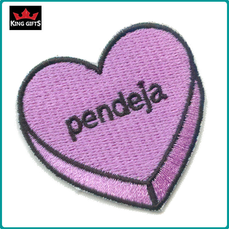 I019 - heart shape patch,heat cut border,iron on backing