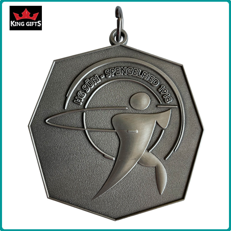 B033 - Custom 3D soft enamel medal with antique silver plated