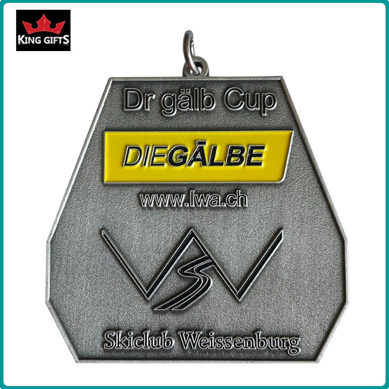 B003 - 2D medal with soft enamels and different plated finishes