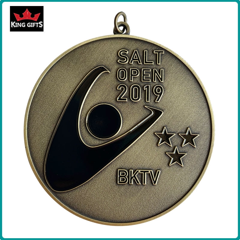 B008 - 2D medal with soft enamels,Matt gold,antique silver and antique bronze plated.