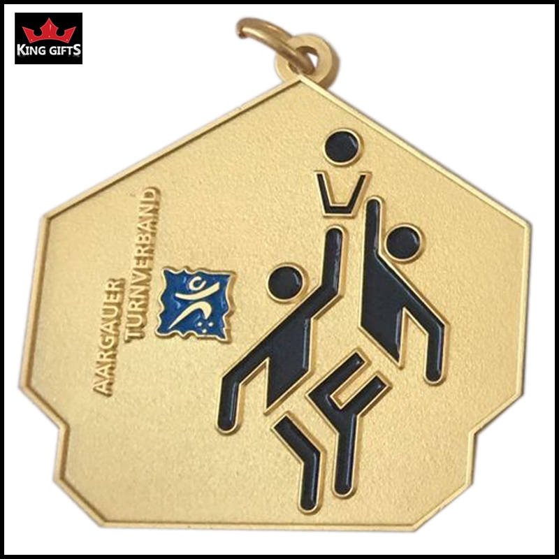 B011 - Sport medal with soft enamels,Matt gold,antique silver and antique bronze plated.