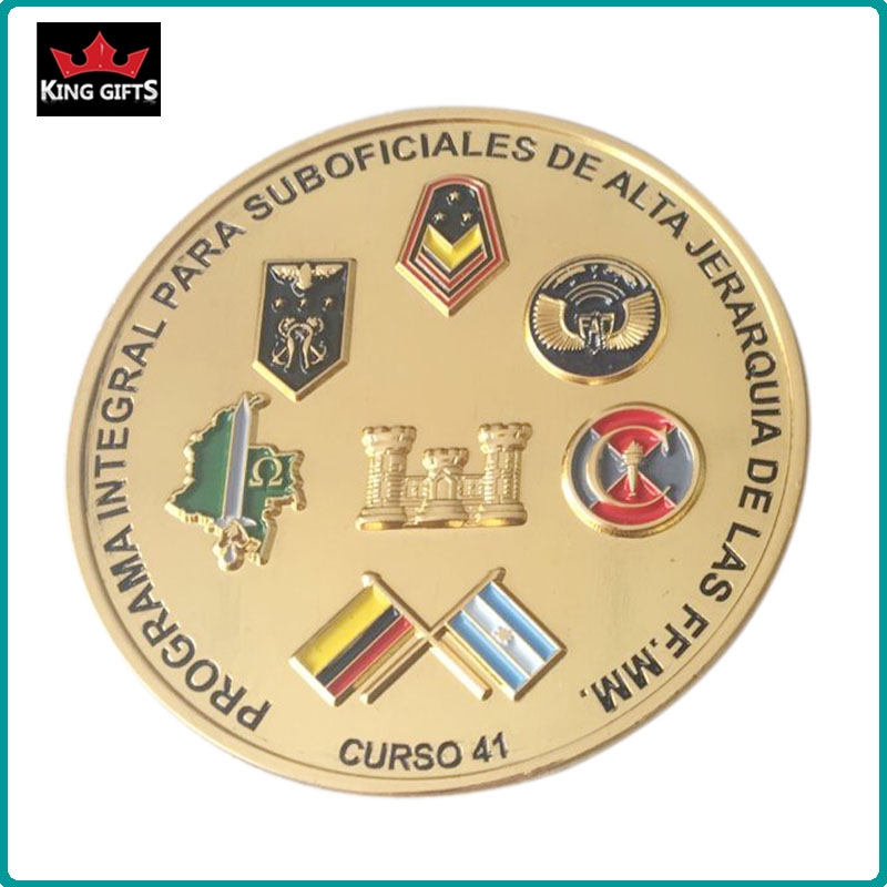 C006 - 2-side 2D challengecoins,gold plated,soft enamel