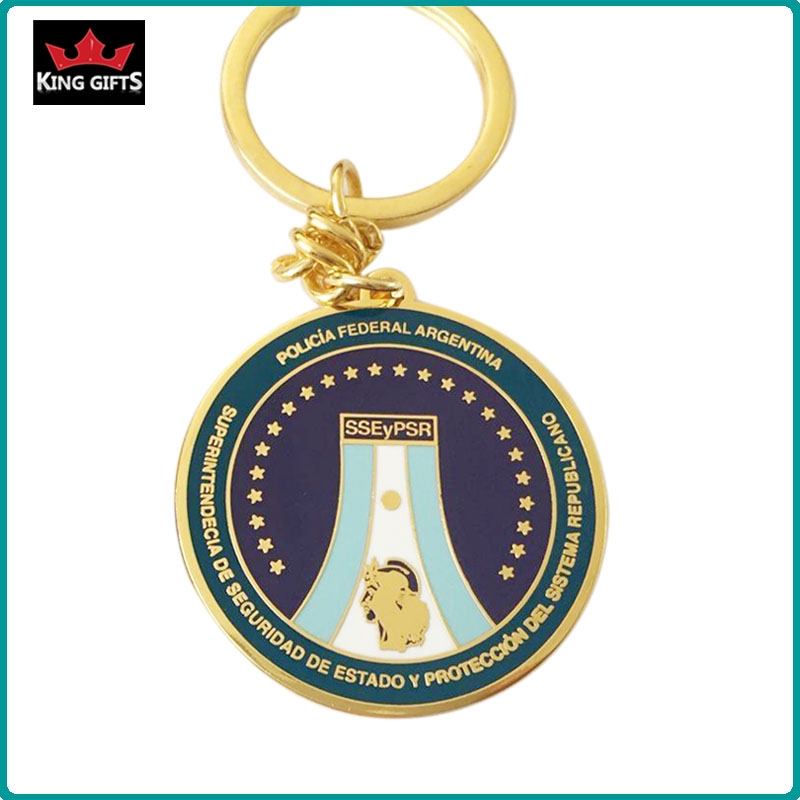 D005 - Metal hard enamel key chain,gold plating