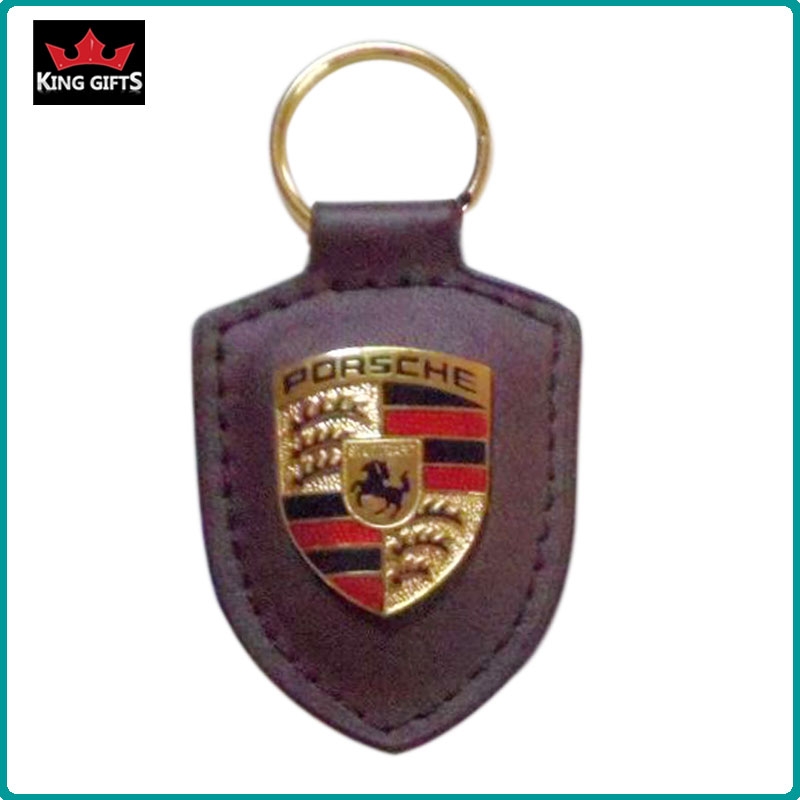 D010 - Custom leather key chain with porshe logo