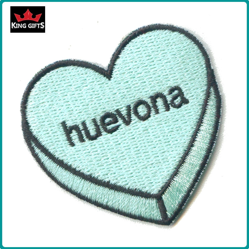 I019 - heart shape patch,heat cut border,iron on backing