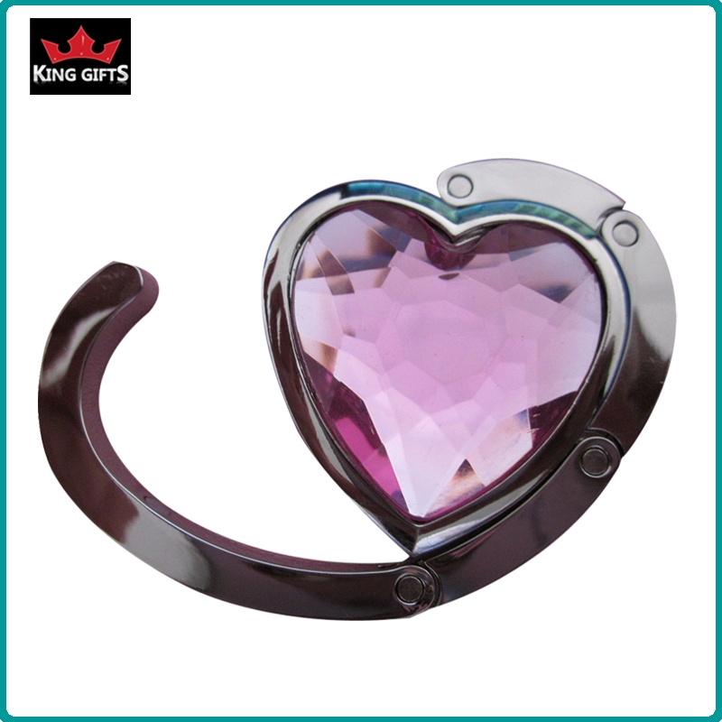 G016 - Big heart shape diamante bag hanger,plating,zinc alloy