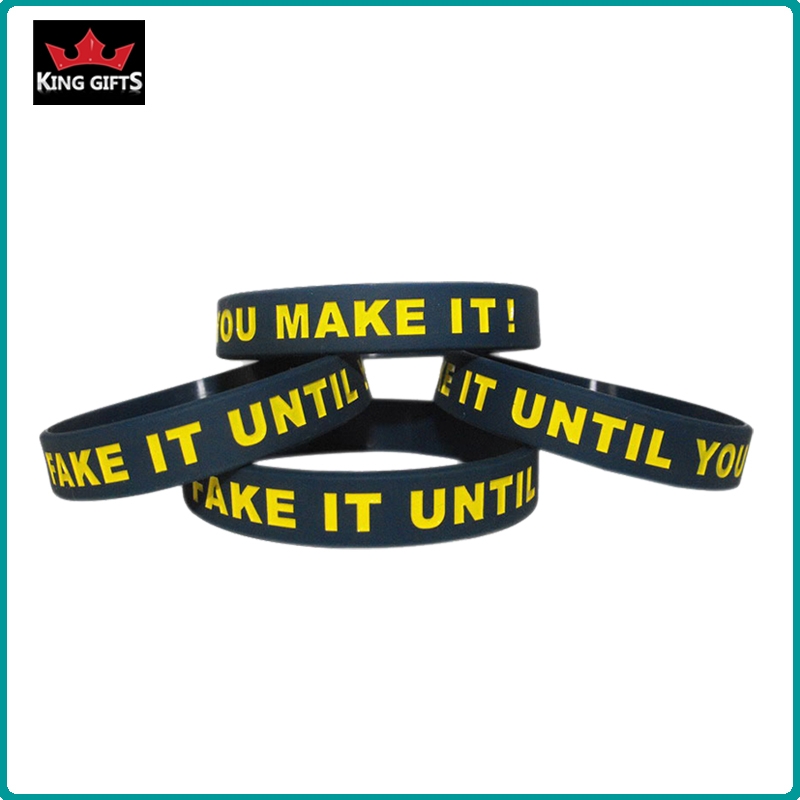 H010- 100% silicone wristband,debossed and fill in color,segmented