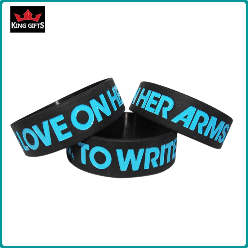 H001- Custom silicone wristband,debossed and fill in color