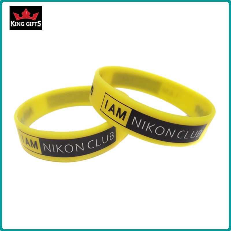 H010- 100% silicone wristband,debossed and fill in color,segmented