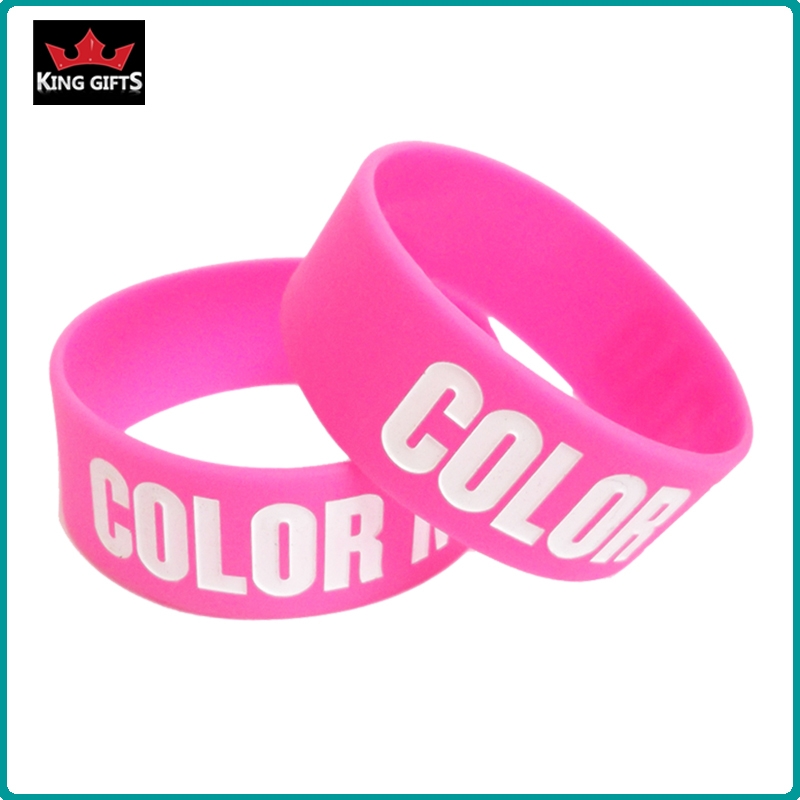 H010- 100% silicone wristband,debossed and fill in color,segmented