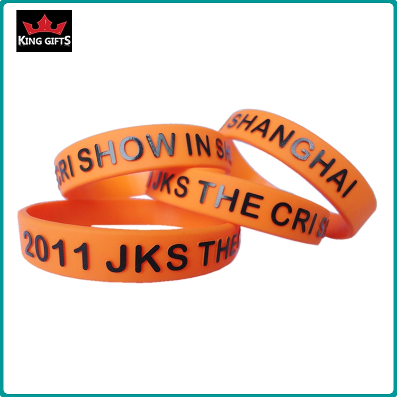 H079-  Wholesale silicone wristband,embossed and printed color