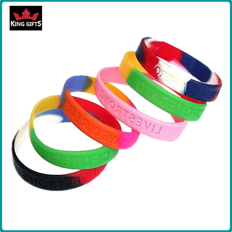 H071-  Popular silicone wristband,debossed and fill in color