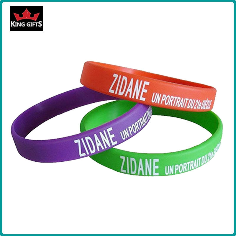 H071-  Popular silicone wristband,debossed and fill in color