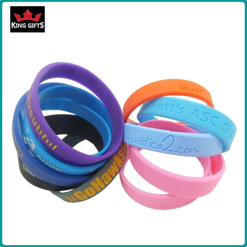 H091-  Wholesale silicone wristband,debossed and fill in color