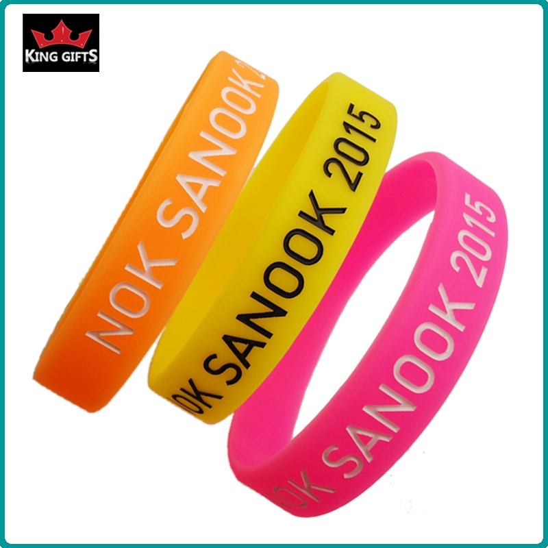 H093-  Wholesale silicone wristband,debossed and fill in color