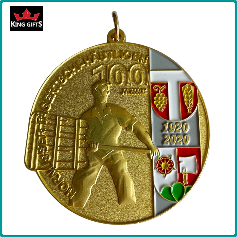 B034 - Custom 2D soft enamel medal with antique silver plated